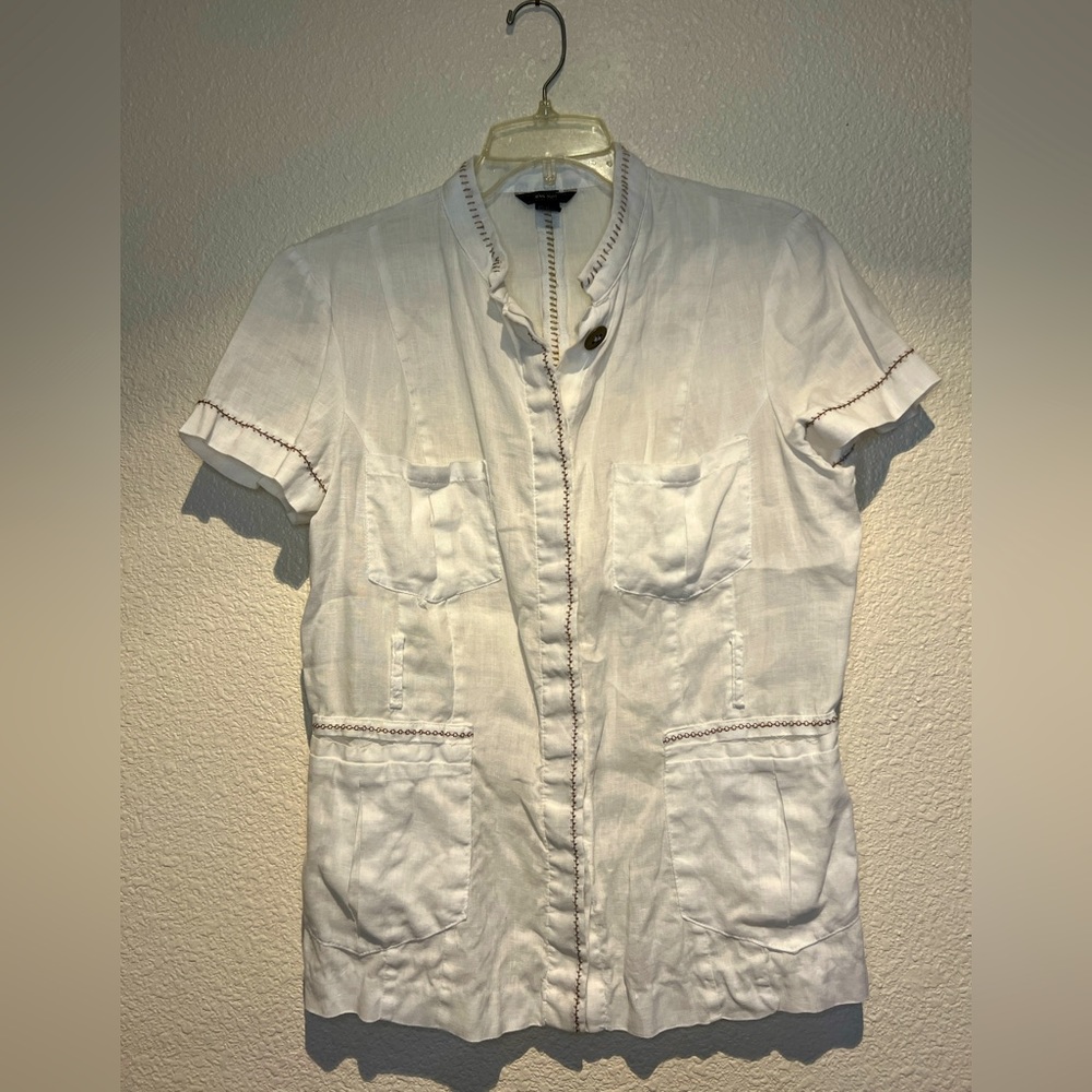 MNG 100% linen off-white top sz 12